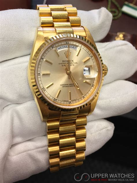 price of solid gold rolex day date president|Rolex presidential day date 40mm.